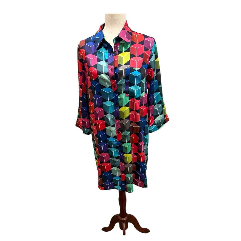 MILLY 100% Silk Sophie Geo-Dress NWT 
size Medium - Picture 5 of 13